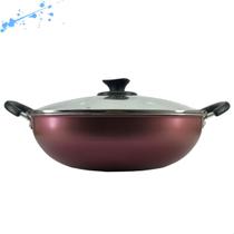 Panela Grande Paella Wok Antiaderente Com Tampa 3,3 Litros