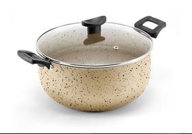 Panela Grande Robusta Teflon Antiaderente Tampa De Vidro N24 Marfim - IMPERIAL