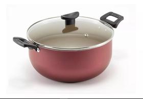 Panela Grande Teflon Antiaderente Caçarola Tampa Vidro No22