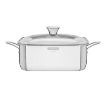 Panela Grano Quadrada de Aço Inox 4 Litros Tampa de Vidro