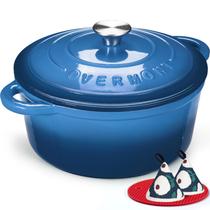 Panela Holandesa Overmont 7QT de Ferro Fundido Esmaltado Azul Panela Holandesa Overmont 7QT de Ferro Fundido Esmaltado Azul