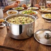 Panela Inox Indução Caçarola Caldeirão 1,8 L Com Tampa Vidro