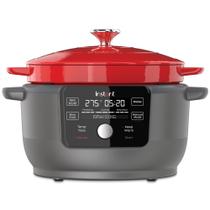 Panela instantânea de forno elétrico holandês 6L 1500W com livro de receitas vermelho Panela instantânea de forno elétrico holandês 6L 1500W com livro de receitas vermelho