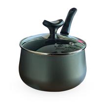 Panela Linha Diamante 18CM Grafite Antiaderente 2,6L Com Tampa de Vidro e Alça Dona Chefa