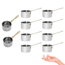Panela Mini Inox Prata Dourado 250ml Molho Buffet 10un