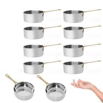 Panela Mini Inox Prata Dourado 500ml Molho Buffet 10un Panela Mini Inox Prata Dourado 500ml Molho Buffet 10un