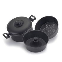 Panela Multi-Uso 3x1 em Alumínio Preto com Revestimento Antiaderente 31,5x21,5x17,5cm 2,7L - Nacional Alumínio