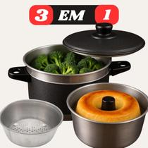 Panela Multi Uso 3x1 Forma De Pudim Ou Legumes Cuscuz Vapor