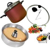 Panela Multifuncional Antiaderente 4x1bPudinzeira vaporeira pipoqueira cuscuzeira Junina Julina