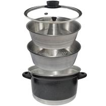 Panela Multiuso 3 em 1 Craqueado Alumínio com Tampa de Vidro