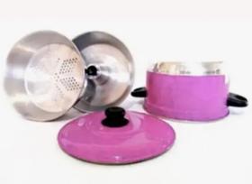 Panela Multiuso 3em1 - Forma Pudim E Cuscuz Banho Maria Rosa