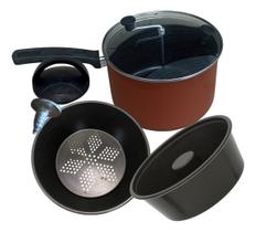 Panela Multiuso 7 X1 A Vapor Antiaderente Vermelho Pipoqueira Formas de Pudim e Cuscuz