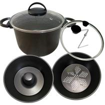 Panela Multiuso Pipoqueira Cozinha A Vapor Antiaderente 3 Cuscuz 4 Em 1 RL de 4L Panela Multiuso Pipoqueira Cozinha A Vapor Antiaderente 3 Cuscuz 4 Em 1 RL de 4L