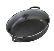 Panela Paella De Ferro Fundido 30Cm Com Tampa De Vidro Panela Paella De Ferro Fundido 30Cm Com Tampa De Vidro