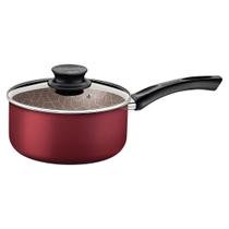Panela Paris 1,5 Litros em Alumínio 16 cm com Tampa de Vidro Vermelha Tramontina