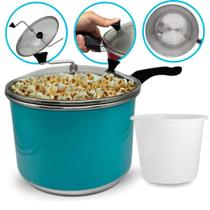 Panela Pipoqueira N20 Tiffany Alumínio com Tampa de Vidro 4 Litros Balde de Pipoca