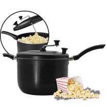 Panela Pipoqueira Teflon Profissional Estourar Pipoca Tampa Manivela Versátil Alumínio Teflon Antiaderente 4lts 21,5cm Docesar