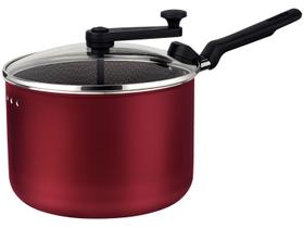 Panela Pipoqueira Tramontina Antiaderente de Alumínio com Tampa de Vidro 3,5L 20cm Vermelho Loreto