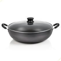 Panela Premium Wok Antiaderente Com Tampa De Vidro 32cm Cor:Grafite Panela Premium Wok Antiaderente Com Tampa De Vidro 32cm Cor:Grafite