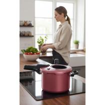 Panela Pressão 4.5L Antiaderente c/ Visor Inquebrável Cereja