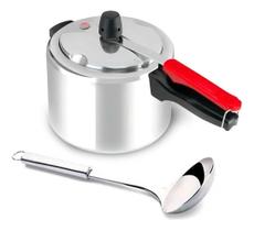 Panela Pressão 4,5 Litros Clock Alumínio Polido Com Concha Em Aço Inox Panela Pressão 4,5 Litros Clock Alumínio Polido Com Concha Em Aço Inox