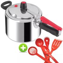 Panela Pressão 4,5 Litros Clock Alumínio Polido Kit De Utensílios 5 Peças Vermelho Panela Pressão 4,5 Litros Clock Alumínio Polido Kit De Utensílios 5 Peças Vermelho