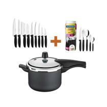 Panela Pressão 4,5L +Faq 30Pç Preto +Cj Facas 9Pç Tramontina