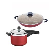Panela Pressão 4,5L Vermelha + Panela Wok 36Cm Tramontina