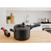 Panela Pressão Aluminio Com Visor 4,5 Litros Grafite E Brinde