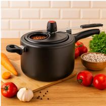 Panela Pressão Aluminio Com Visor 4,5l Antiaderente Grafite