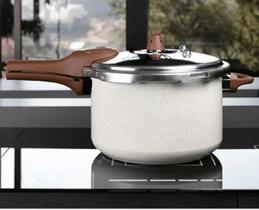 Panela Pressão Indução Cerâmica Antiaderente Grande 6,8 L Cor Vanilla