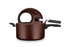 Panela pressao mta 6l aluminio visor vidro chocolate fechamento interno antiaderente 9190