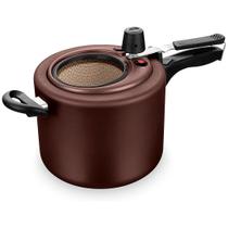 Panela Pressão Premium 4,5l Com Visor Grande Chocolate Mta