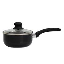 Panela Preta 16cm Para Cooktop Indução Revestimento Antiaderente Tampa de Vidro