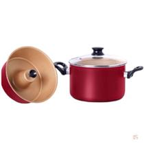 Panela Pudinzeira Caçarola Forma De Pudim Para Banho Maria Antiaderente N20 Com Tampa de Vidro Multiuso 2 em 1 Panela Pudinzeira Caçarola Forma De Pudim Para Banho Maria Antiaderente N20 Com Tampa de Vidro Multiuso 2 em 1