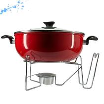 Panela Rechaud Alumínio Redonda com tampa de vidro 6,5 LT Panela Rechaud Alumínio Redonda com tampa de vidro 6,5 LT