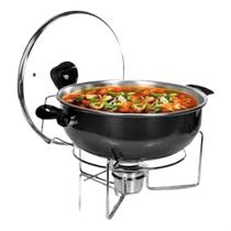 Panela Rechaud De Aluminio 6,5 Litros Com Tampa De Vidro Suporte Fogareiro