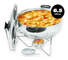 Panela Rechaud Redondo Alumínio Tampa De Vidro 6,5 Litros