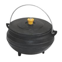Panela Tripé de Ferro Fundido com Tampa 1L Fundo Reto Retenção de Calor Rig Fundidos