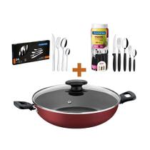 Panela Wok 28Cm + Faq Preto 30Pç + Faq Inox 24Pç Tramontina