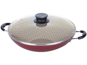 Panela Wok Alumínio 36cm Paris Vermelho - Tramontina Panela Wok Alumínio 36cm Paris Vermelho - Tramontina