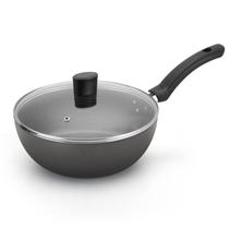 Panela Wok Antiaderente 24cm Vermelha com Tampa de Vidro