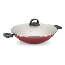 Panela Wok Antiaderente Alumínio Com Tampa De Vidro 30cm Panela Wok Antiaderente Alumínio Com Tampa De Vidro 30cm
