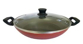 Panela Wok Antiaderente Com Tampa Grande 30Cm Cereja Extang