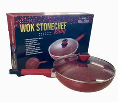 Panela wok antiaderente indução stonechef ruby28cm