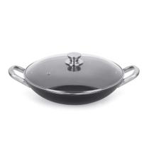 Panela Wok Antiaderente Multiflon de Alumínio - com Tampa Profissional Preto 34cm