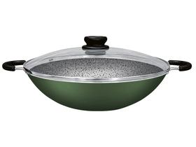 Panela Wok Antiaderente Panelux de Alumínio Maximum Stone Verde 32cm Panela Wok Antiaderente Panelux de Alumínio Maximum Stone Verde 32cm