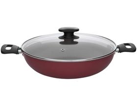 Panela Wok Antiaderente Tramontina de Alumínio - com Tampa Loreto Vermelha 28cm Panela Wok Antiaderente Tramontina de Alumínio - com Tampa Loreto Vermelha 28cm
