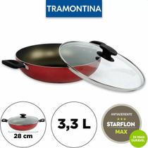 Panela Wok Antiaderente Tramontina Loreto 28Cm 3,3L Vermelha