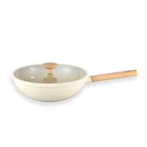 Panela Wok Antiaderente Ultra Ceramic 28cm Indução com Borda de Silicone Cor Bege Mou Nata - Oikos Panela Wok Antiaderente Ultra Ceramic 28cm Indução com Borda de Silicone Cor Bege Mou Nata - Oikos